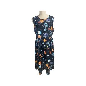 Solar system dress, non-stretch material with elastic band waist